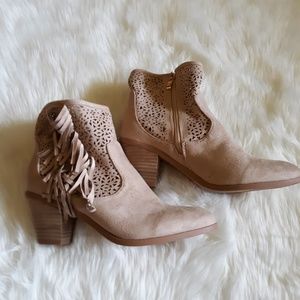 Fringe cut out booties